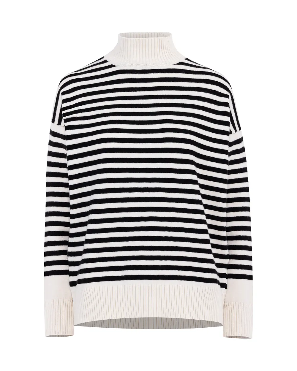 Stripe Patterned High Collar Knitwear Sweater