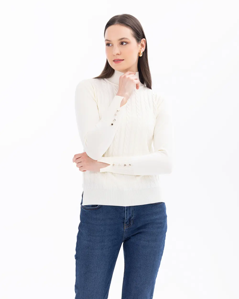 Herringbone Zero Collar Sweater