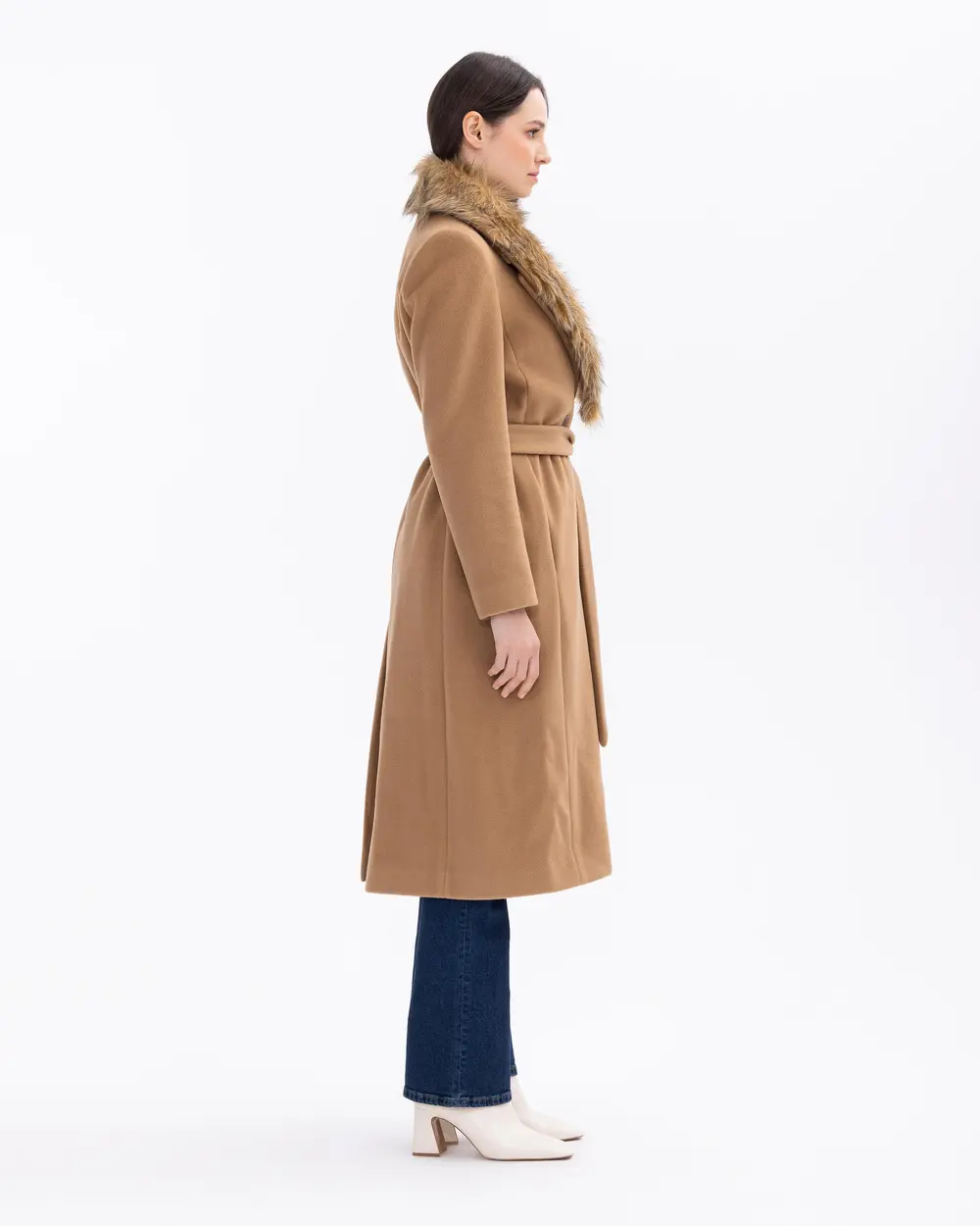 Belted Faux Leather Trench Coat - SecilStore