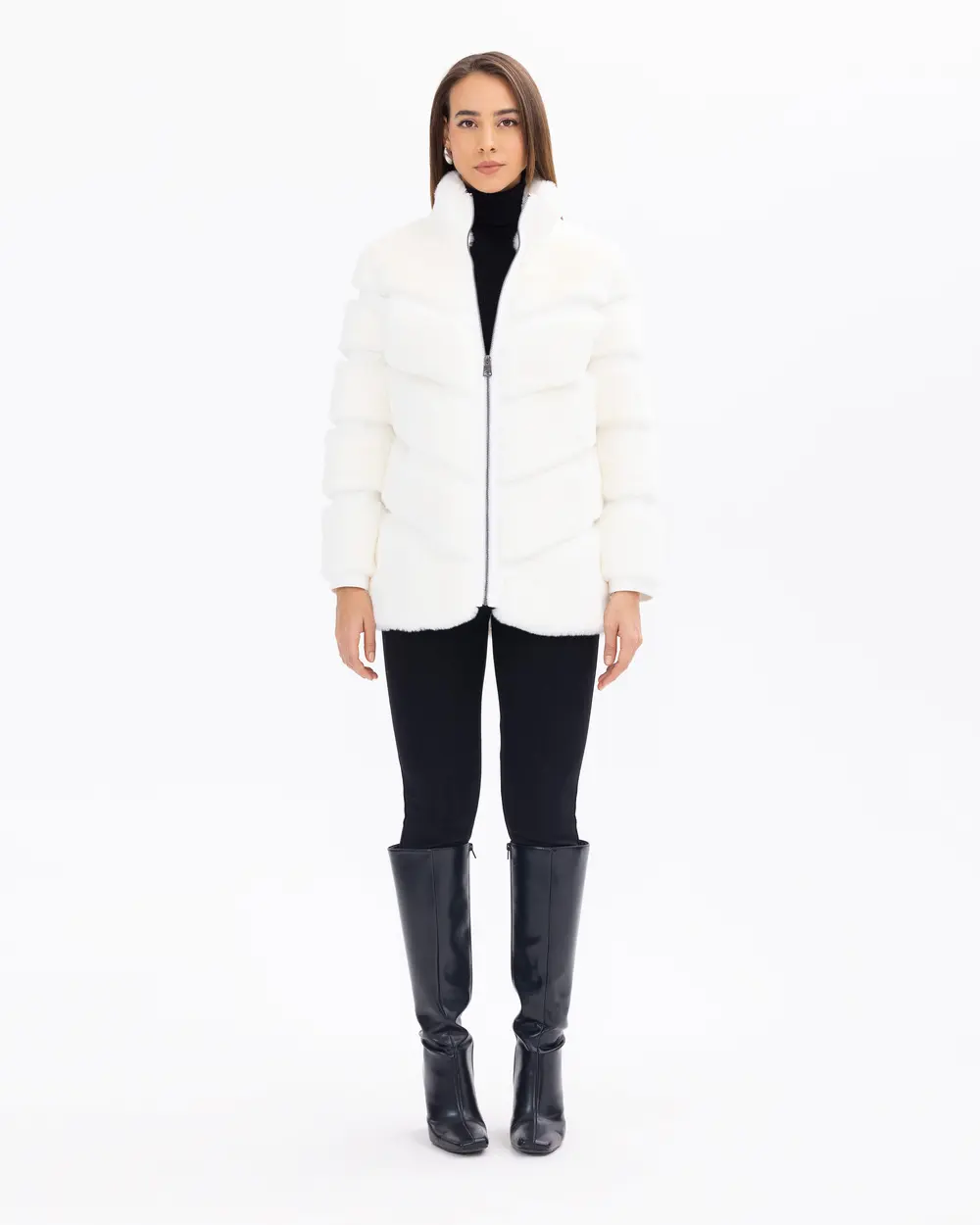 Lined Hip-Length Plush Coat