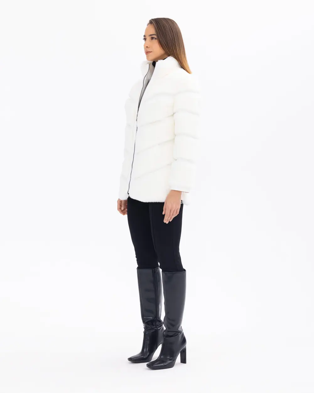 Lined Hip-Length Plush Coat