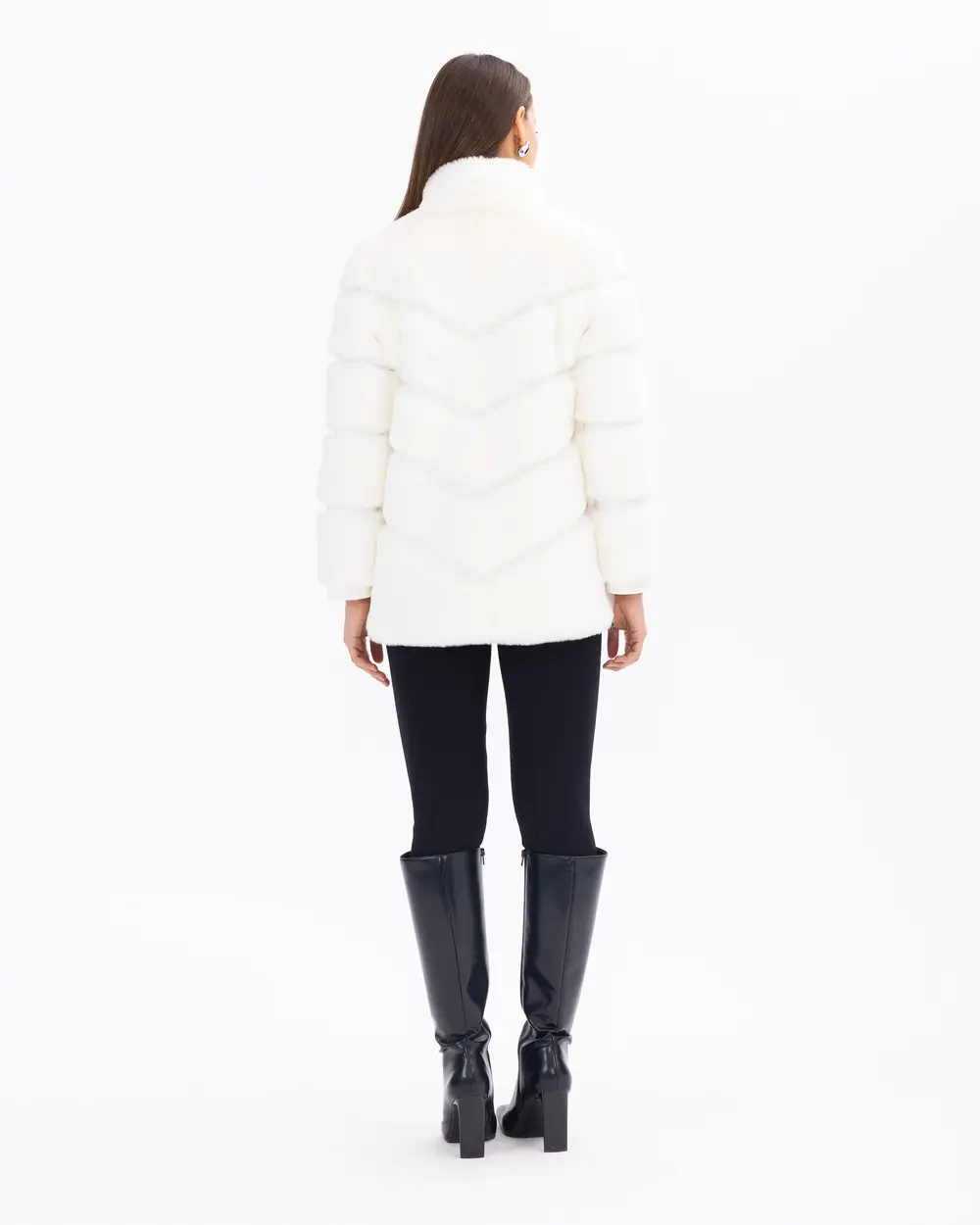 Lined Hip-Length Plush Coat