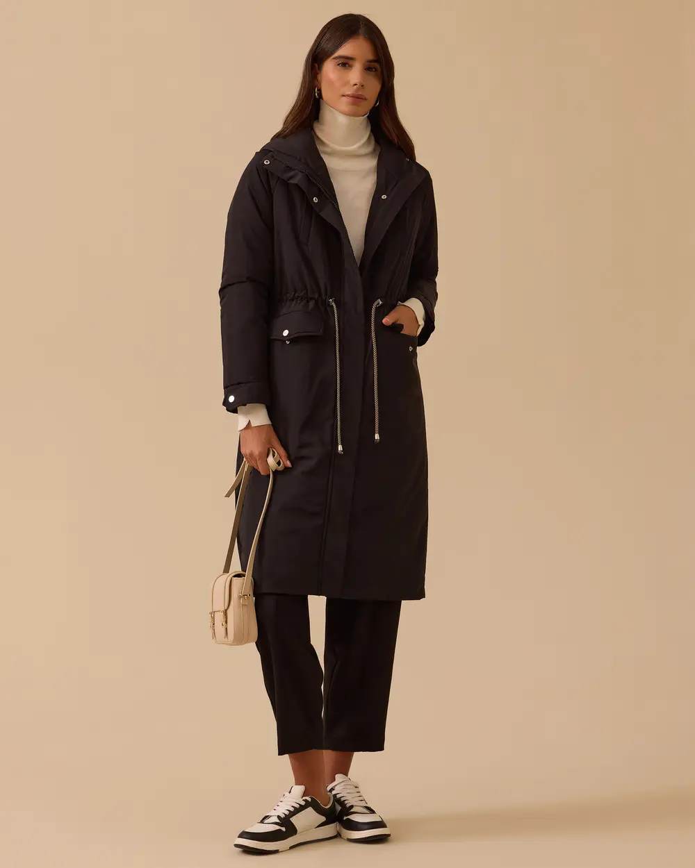 Lace Waist Pocket Detailed Anorak Coat