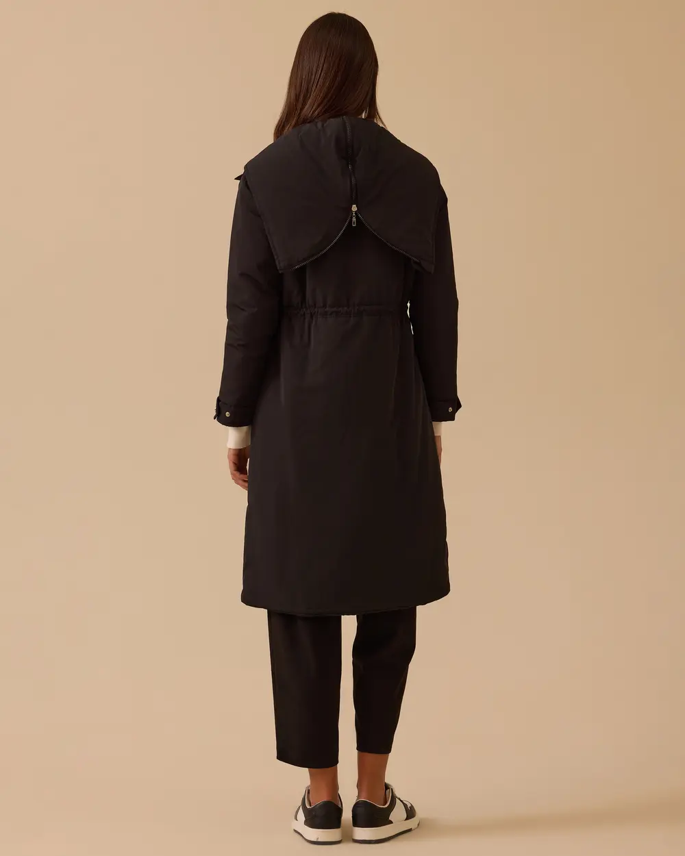 Lace Waist Pocket Detailed Anorak Coat