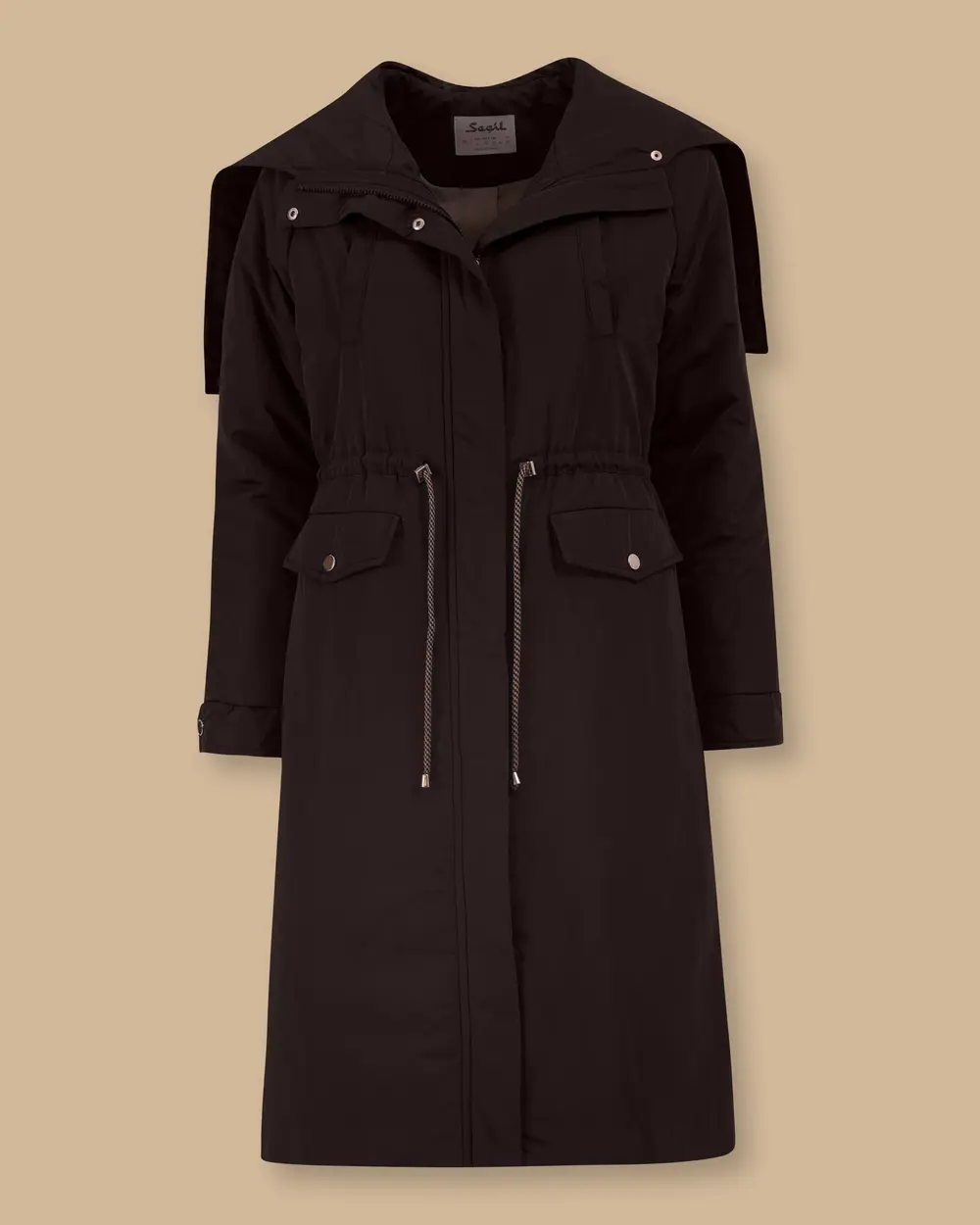 Lace Waist Pocket Detailed Anorak Coat