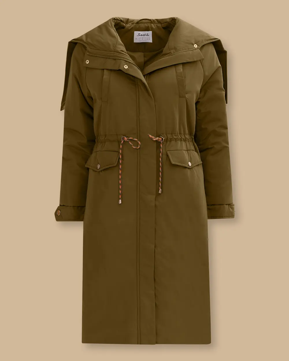 Lace Waist Pocket Detailed Anorak Coat