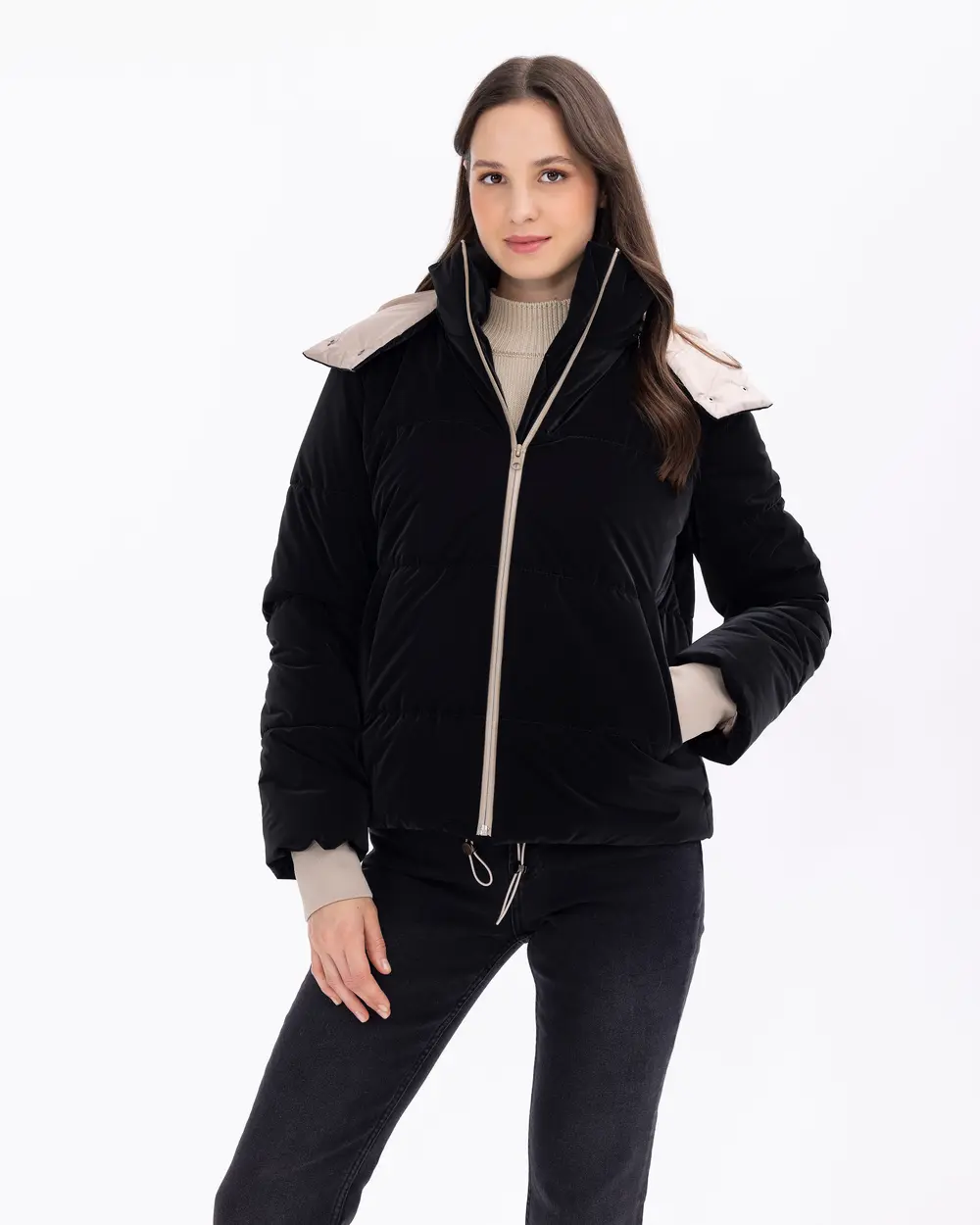 Hooded Zippered Puffer Coat