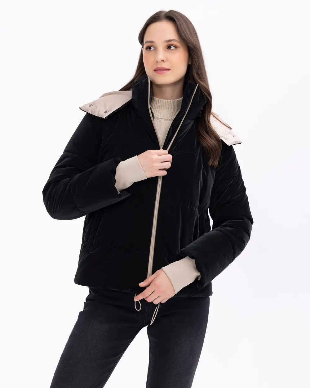 Hooded Zippered Puffer Coat