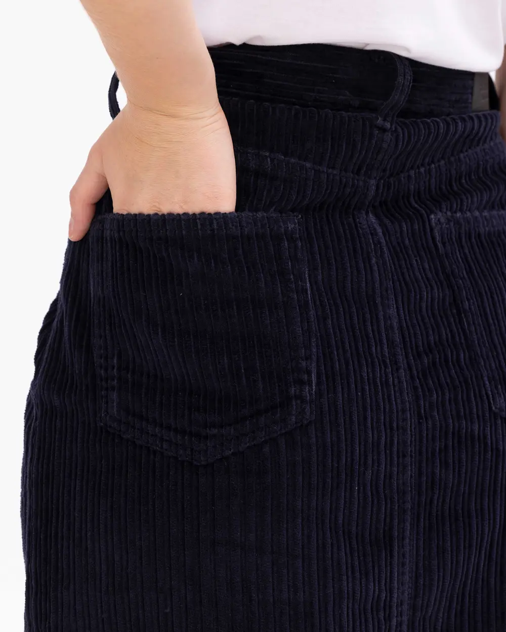 Velvet Skirt with Front Slit and Pockets