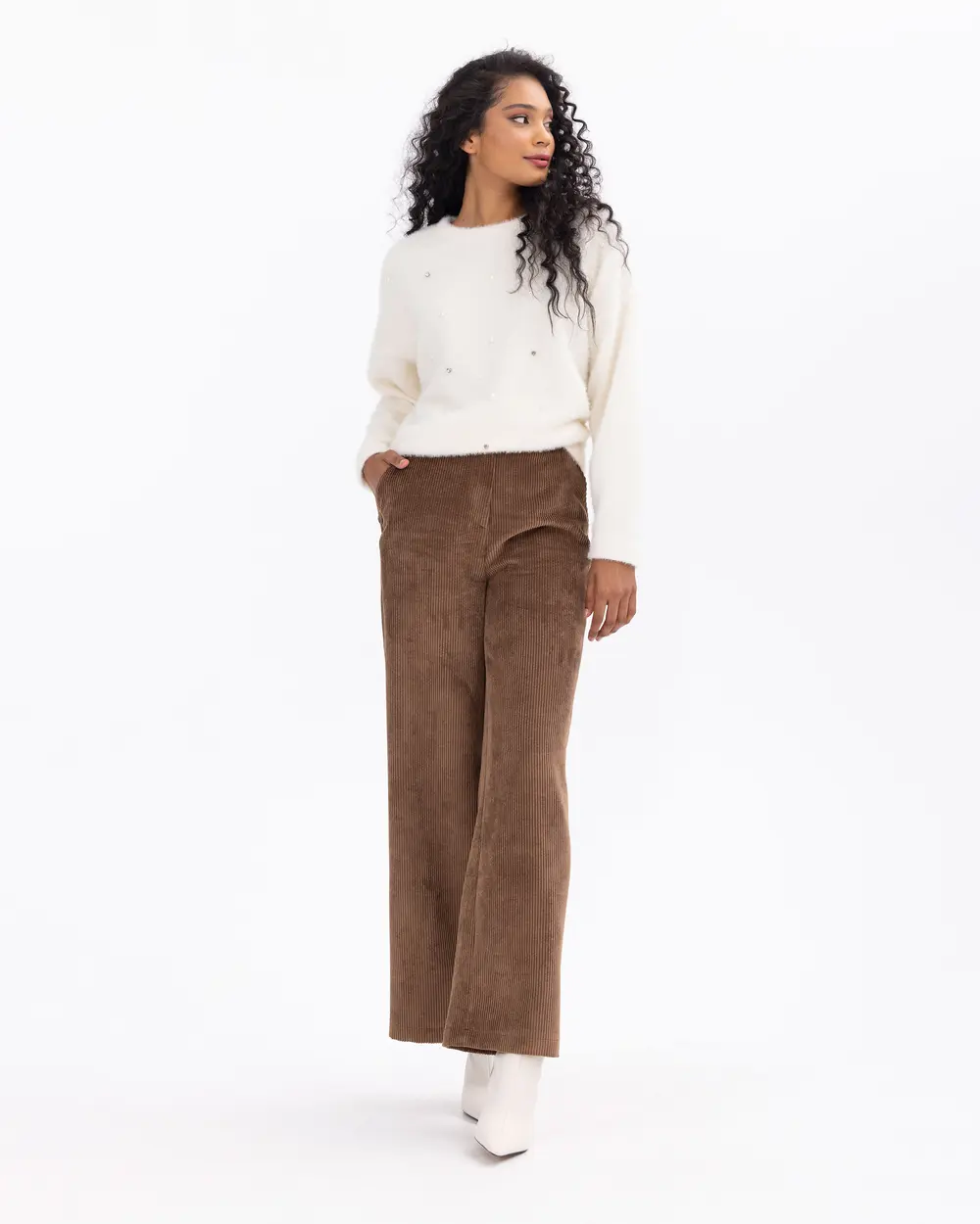 Petite Colourblock Corduroy Wide Leg Trousers | Nasty Gal