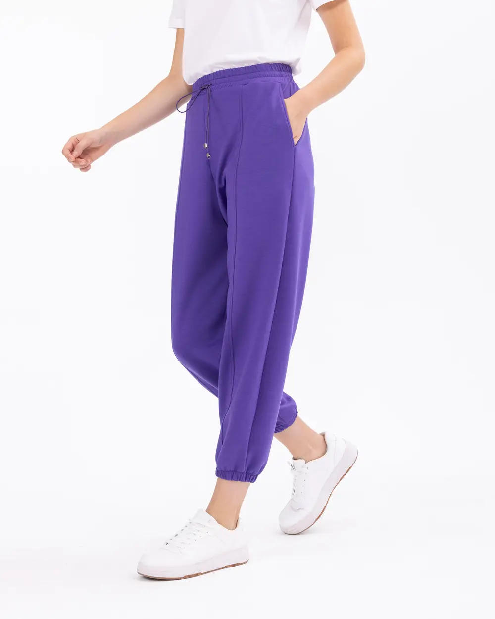 Stitched Elastic Cuffed Sweatpants