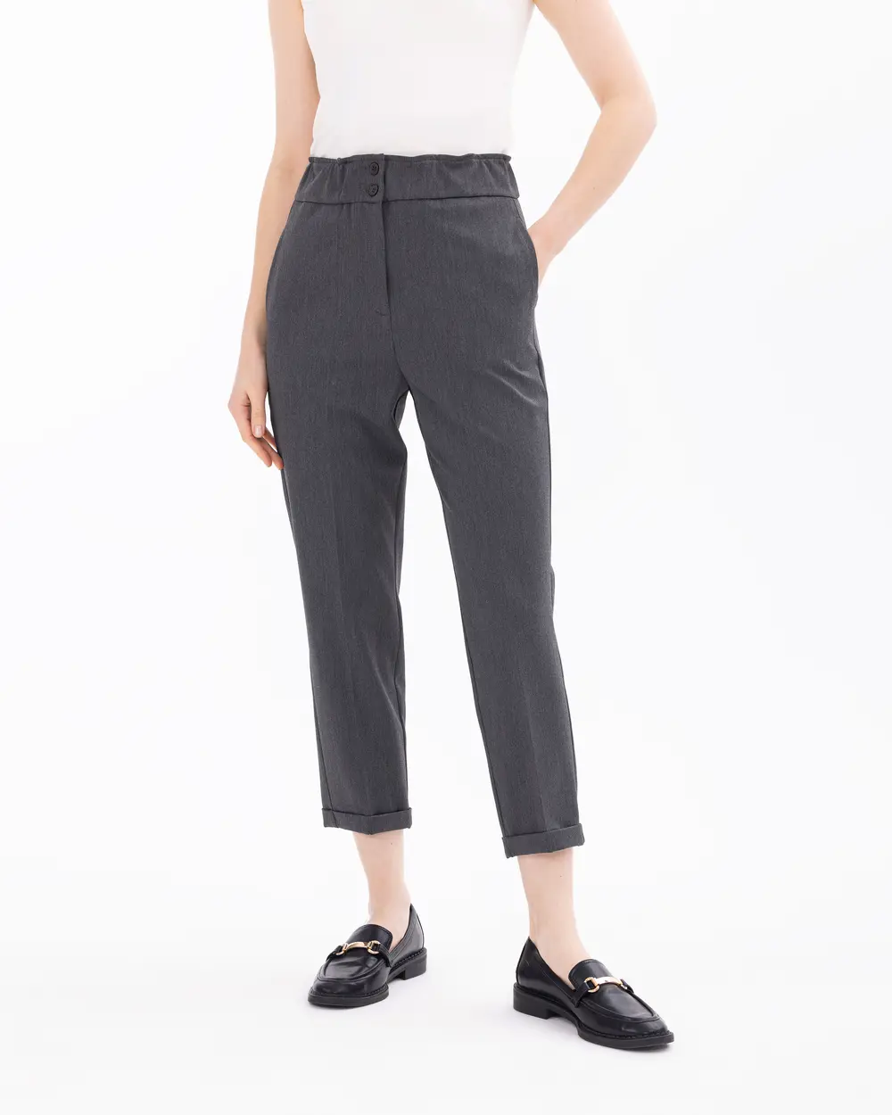 Ankle Length Elastic Waist Trousers