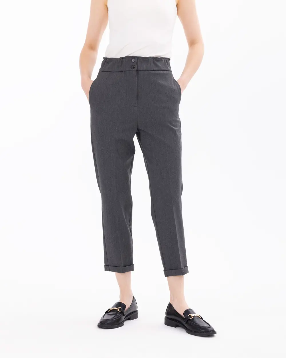 Ankle Length Elastic Waist Trousers