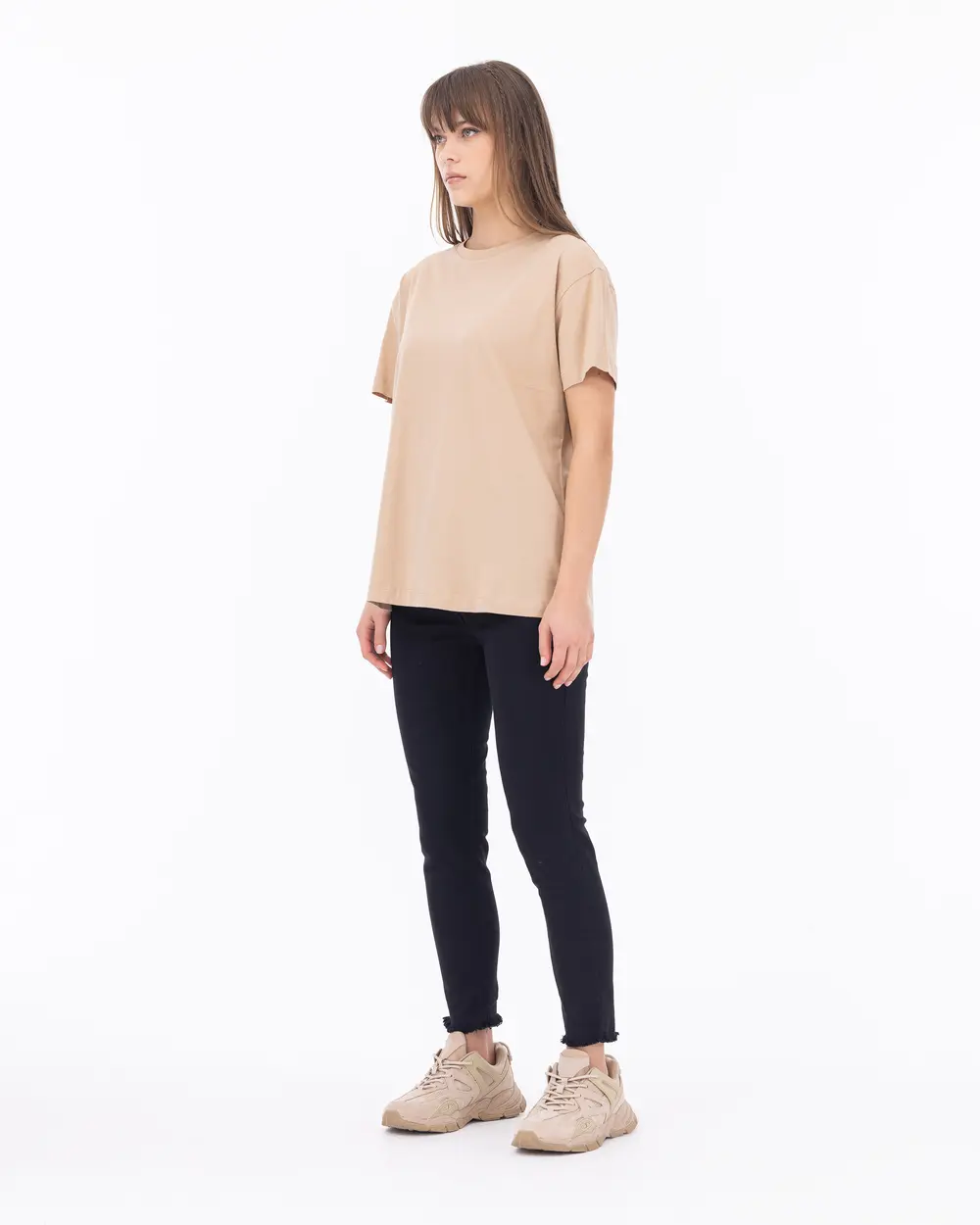 Round Neck Knitted Fabric Basic T-Shirt