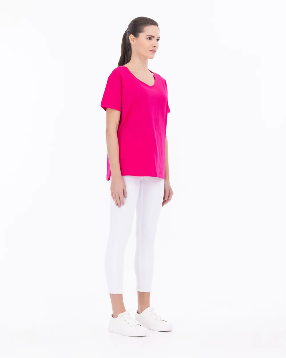 Örme Kumaş V Yaka Basic Tişört