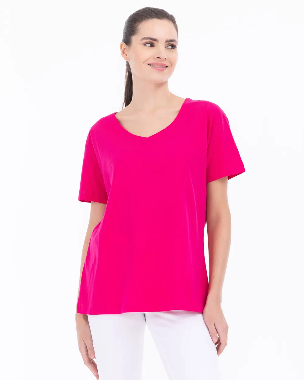 Örme Kumaş V Yaka Basic Tişört