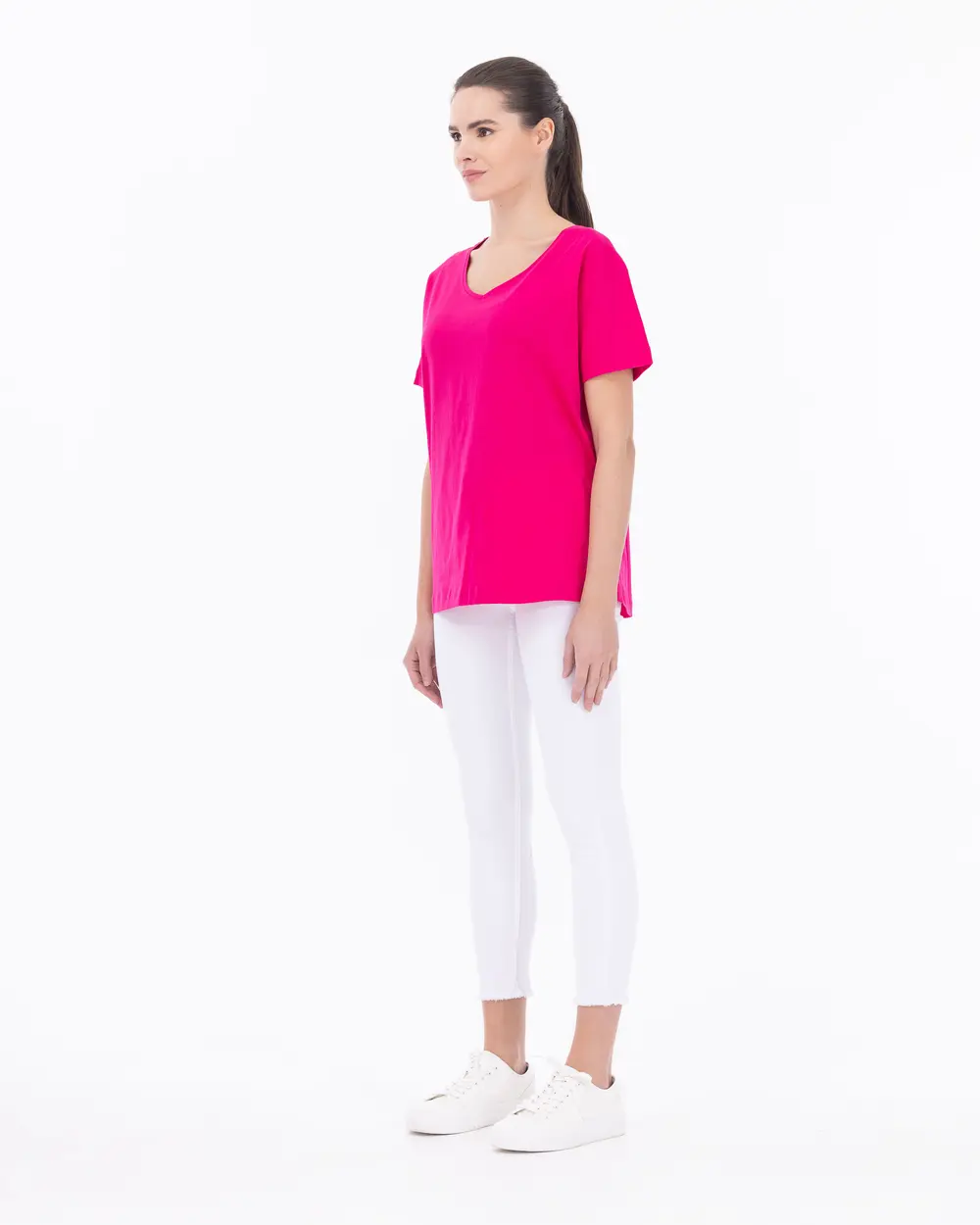 Örme Kumaş V Yaka Basic Tişört