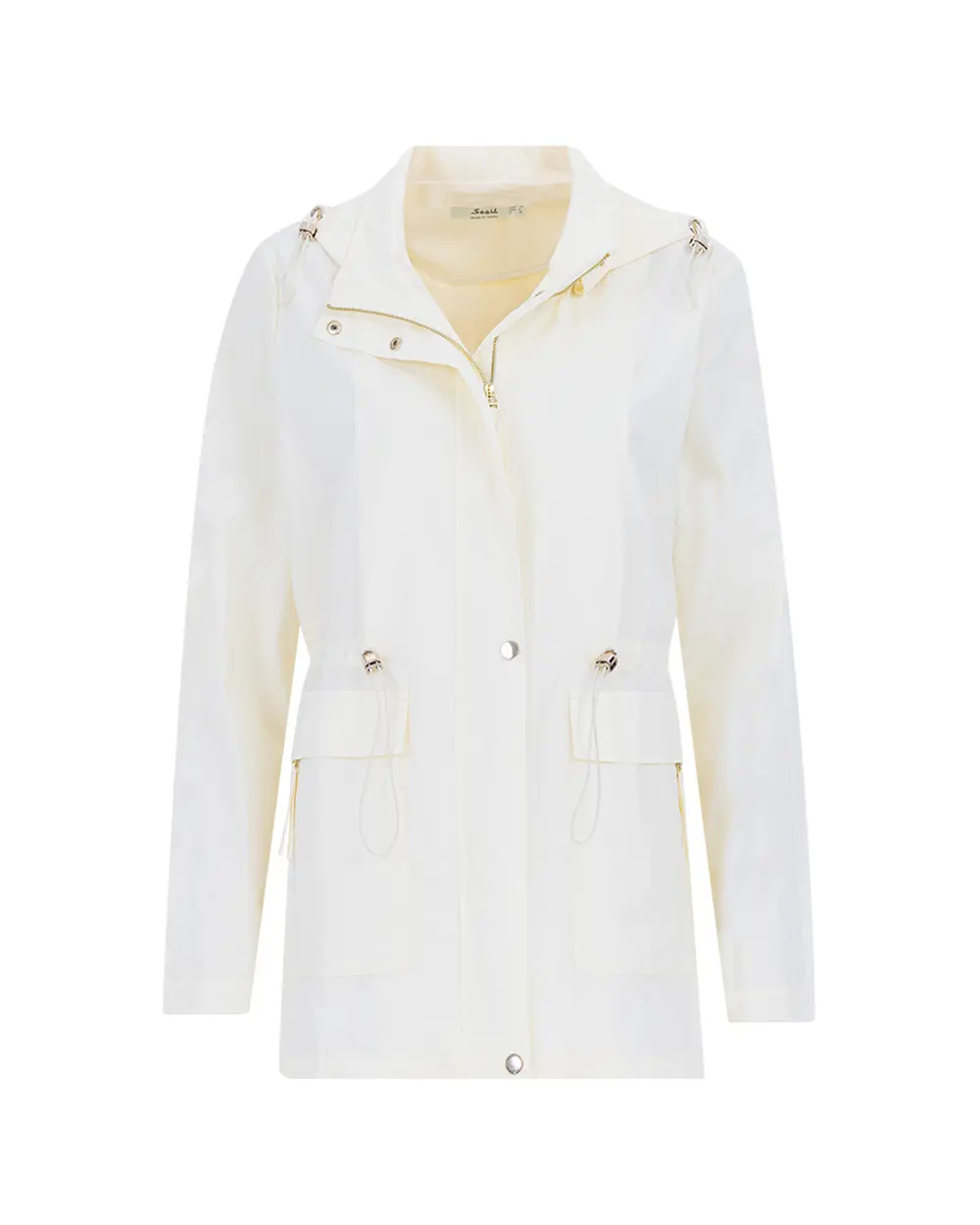 Hooded Collar Waist Pleated Trench Coat