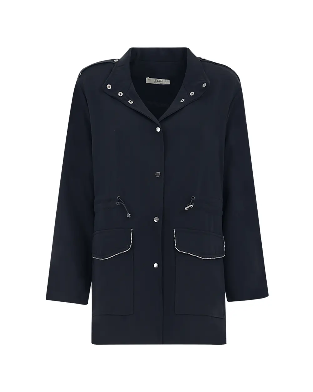 Stand Up Collar Stone Detailed Lined Jacket