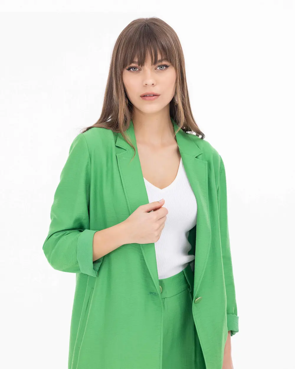 Button Detailed Pocket Blazer Jacket