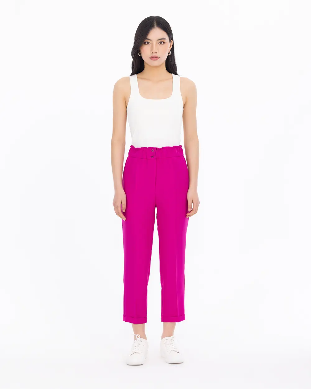 Carrot Cut Elastic Waist Trousers