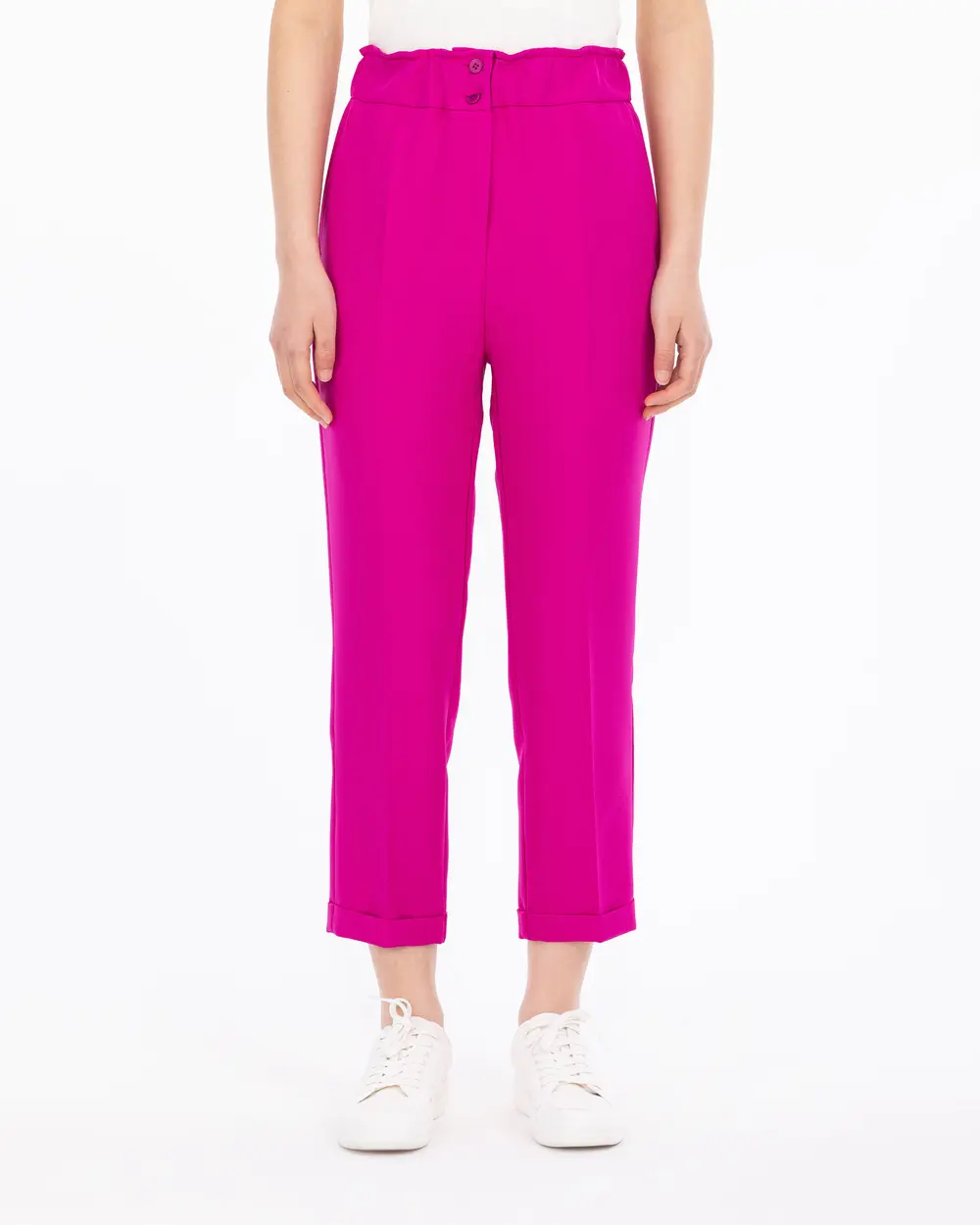 Carrot Cut Elastic Waist Trousers