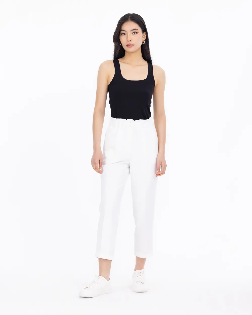 Carrot Cut Elastic Waist Trousers