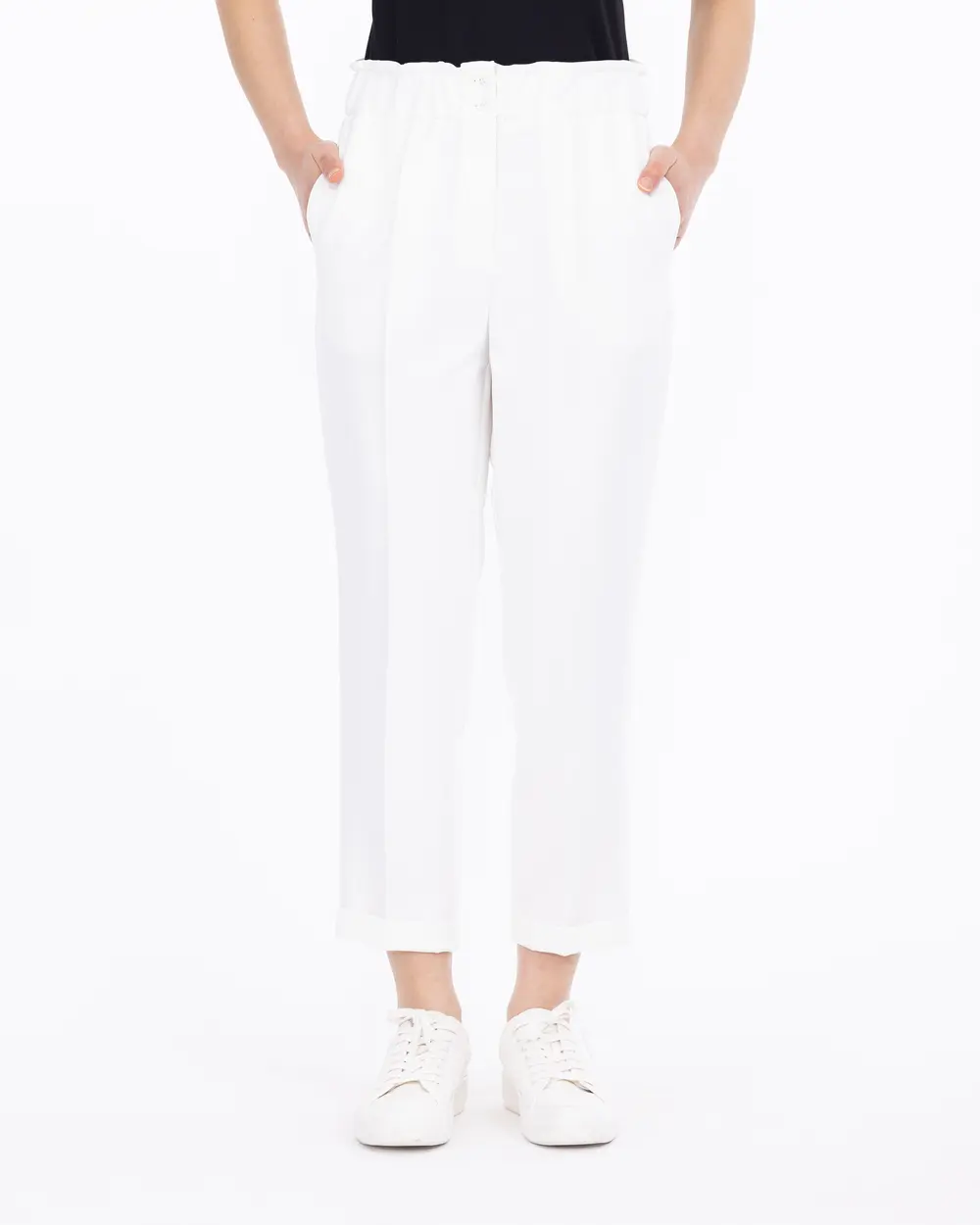 Carrot Cut Elastic Waist Trousers