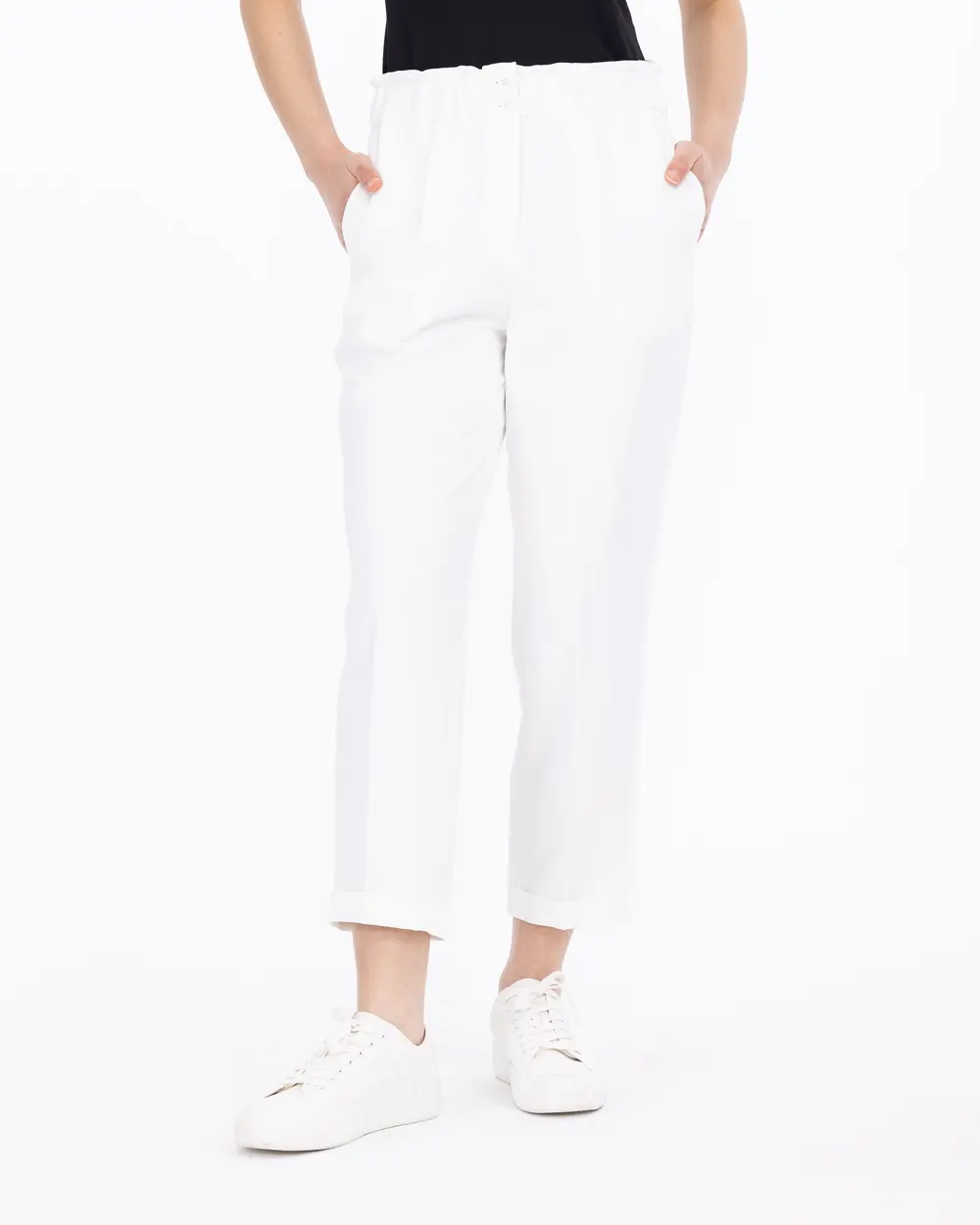 Carrot Cut Elastic Waist Trousers