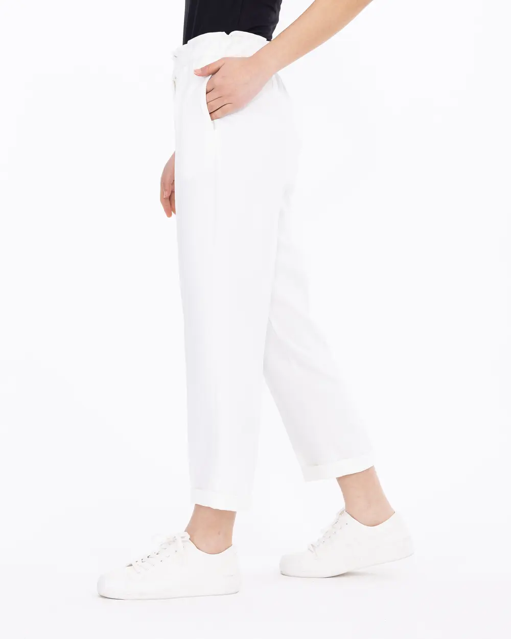 Carrot Cut Elastic Waist Trousers