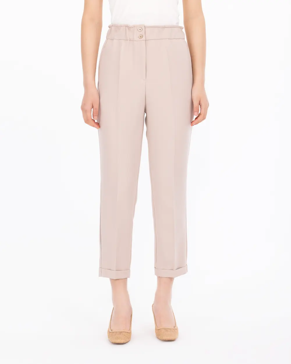 Carrot Cut Elastic Waist Trousers