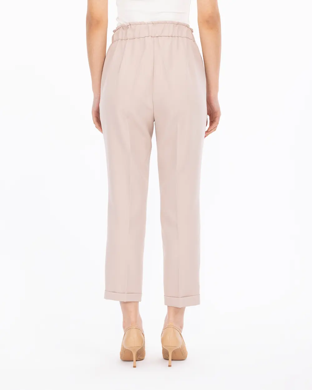 Carrot Cut Elastic Waist Trousers