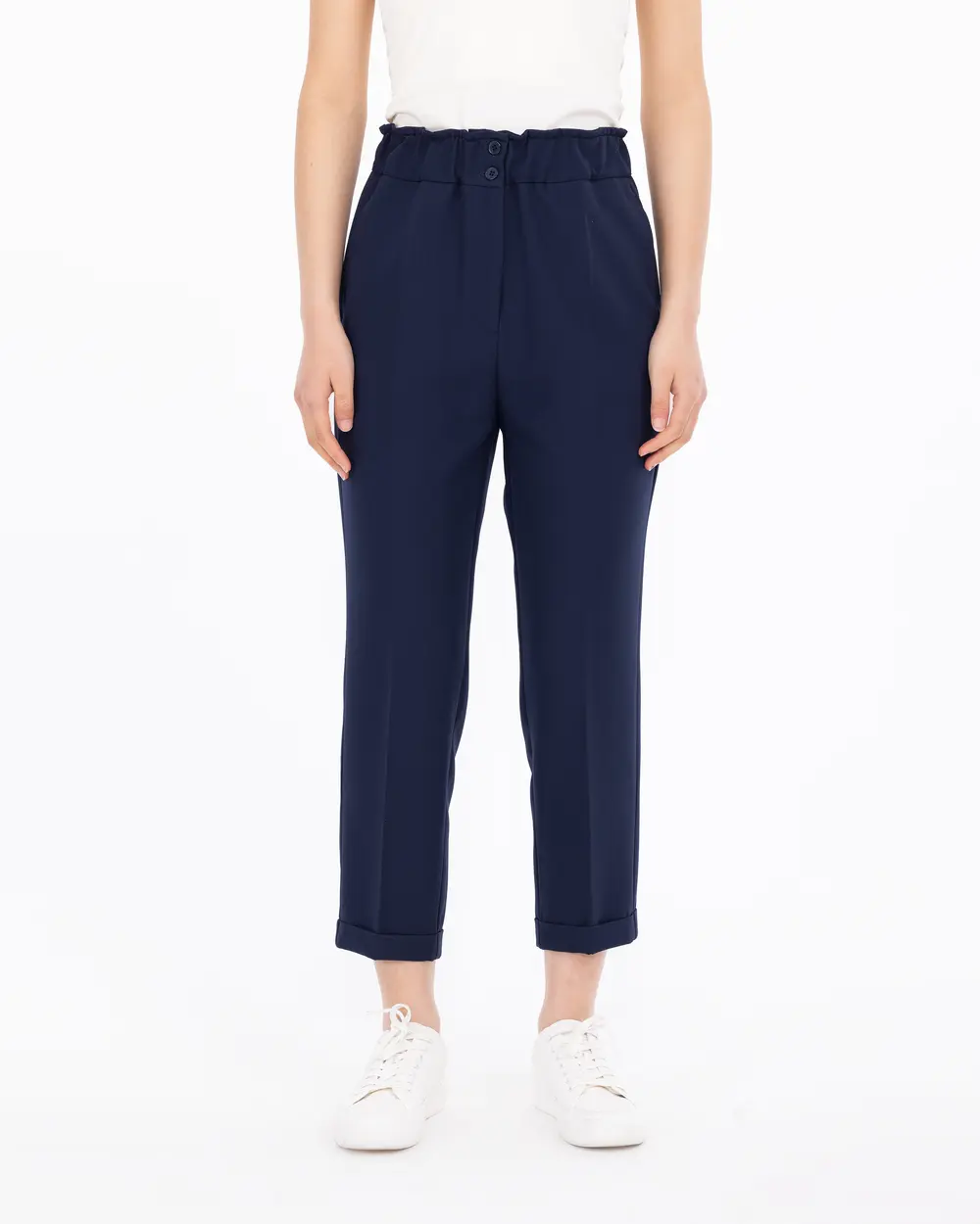 Carrot Cut Elastic Waist Trousers