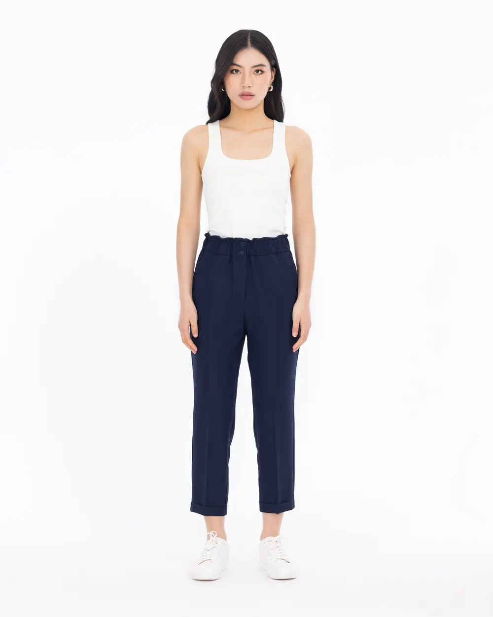 Carrot Cut Elastic Waist Trousers