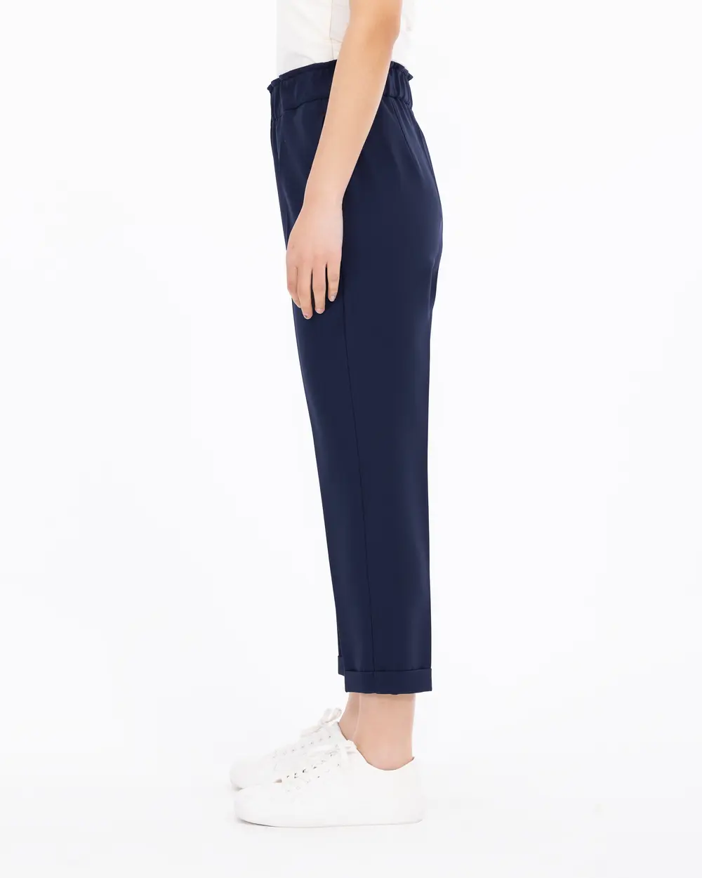 Carrot Cut Elastic Waist Trousers