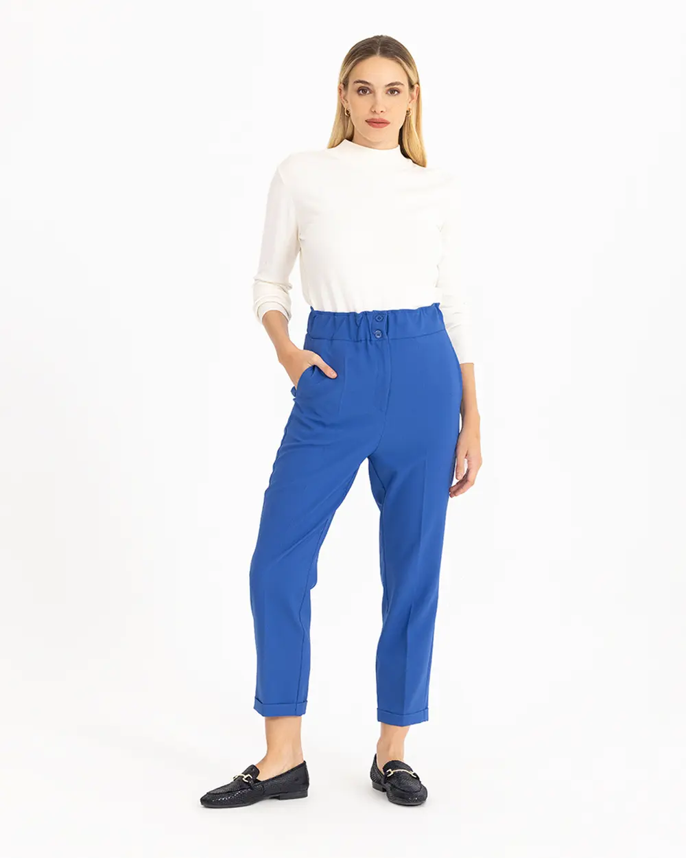 Carrot Cut Elastic Waist Trousers