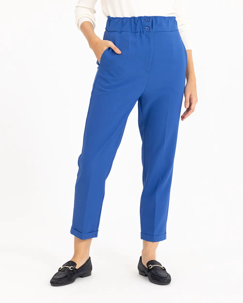 Carrot Cut Elastic Waist Trousers