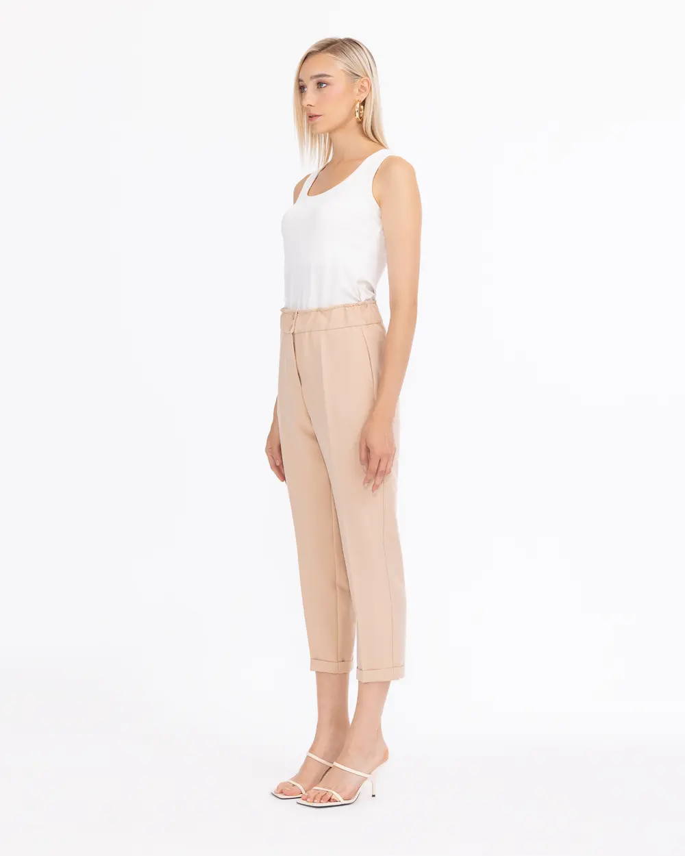 Carrot Cut Elastic Waist Trousers