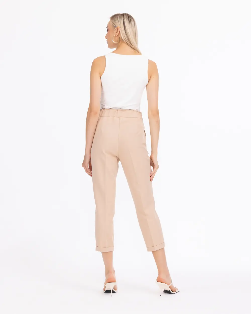 Carrot Cut Elastic Waist Trousers