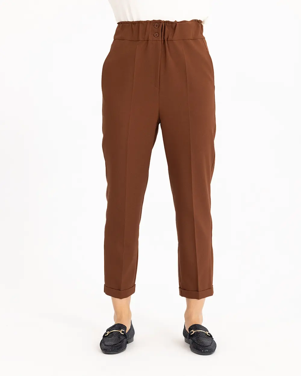 Carrot Cut Elastic Waist Trousers