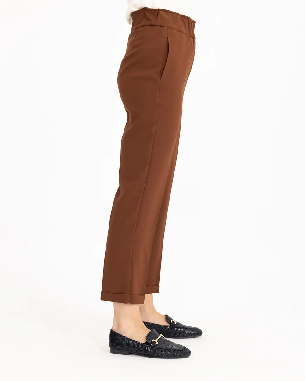 Carrot Cut Elastic Waist Trousers