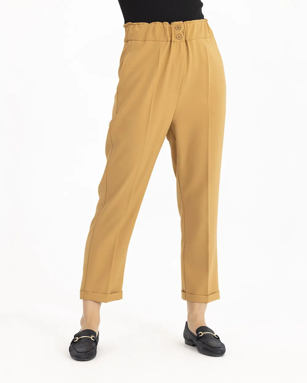 Carrot Cut Elastic Waist Trousers