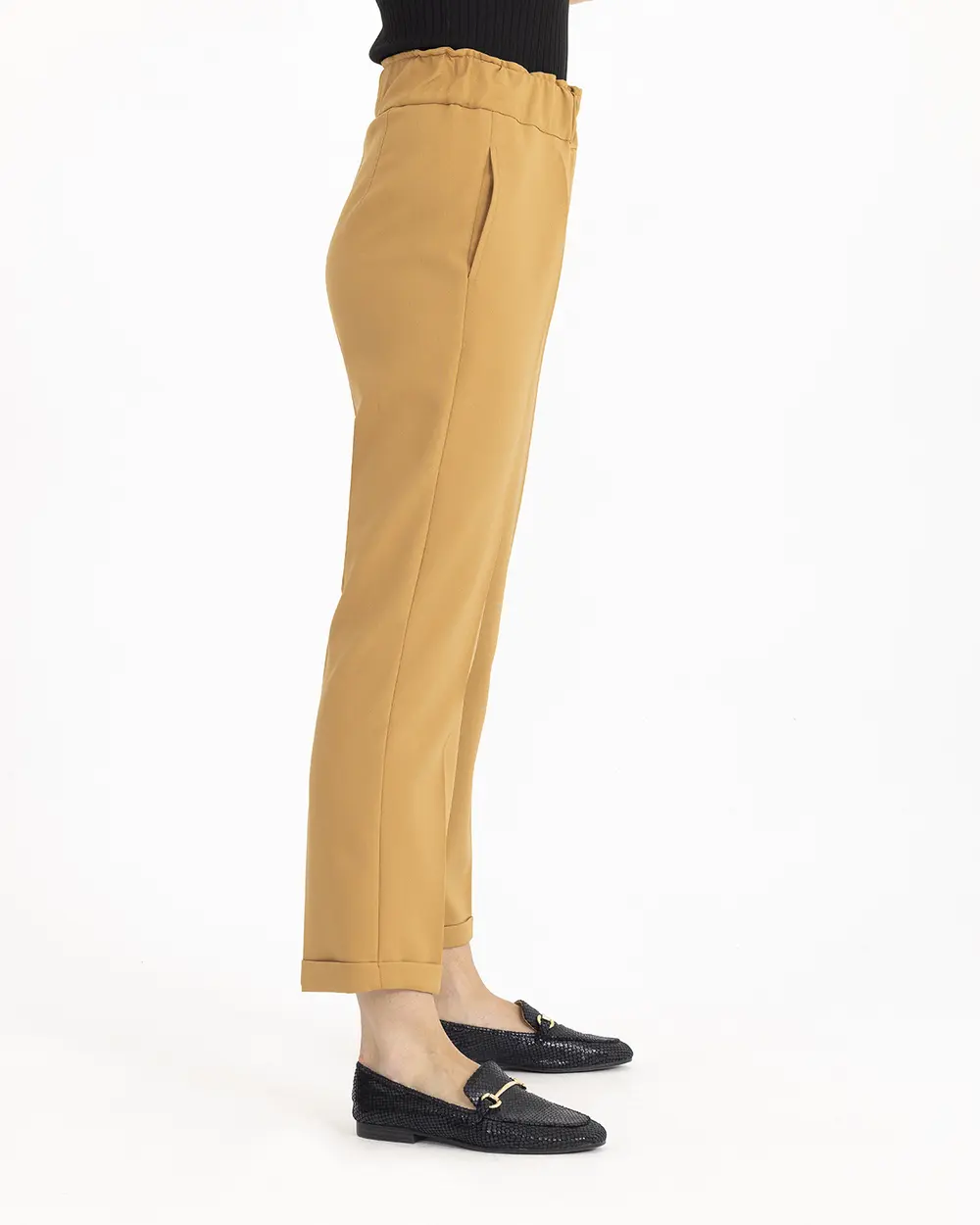 Carrot Cut Elastic Waist Trousers