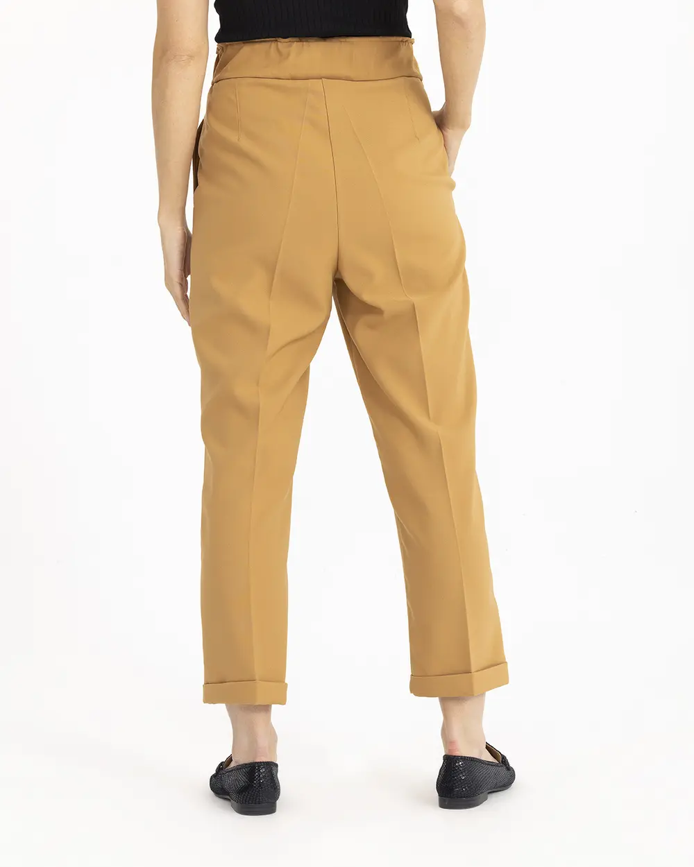 Carrot Cut Elastic Waist Trousers