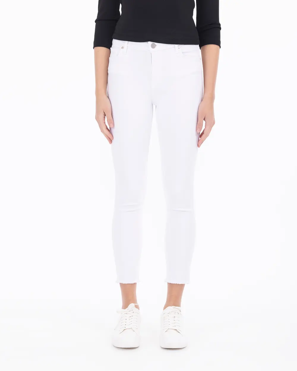 Slim Fit Canvas Trousers with Torn Legs