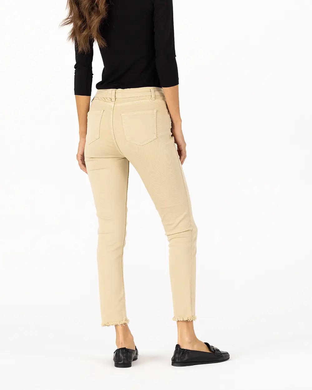 Slim Fit Canvas Trousers with Torn Legs