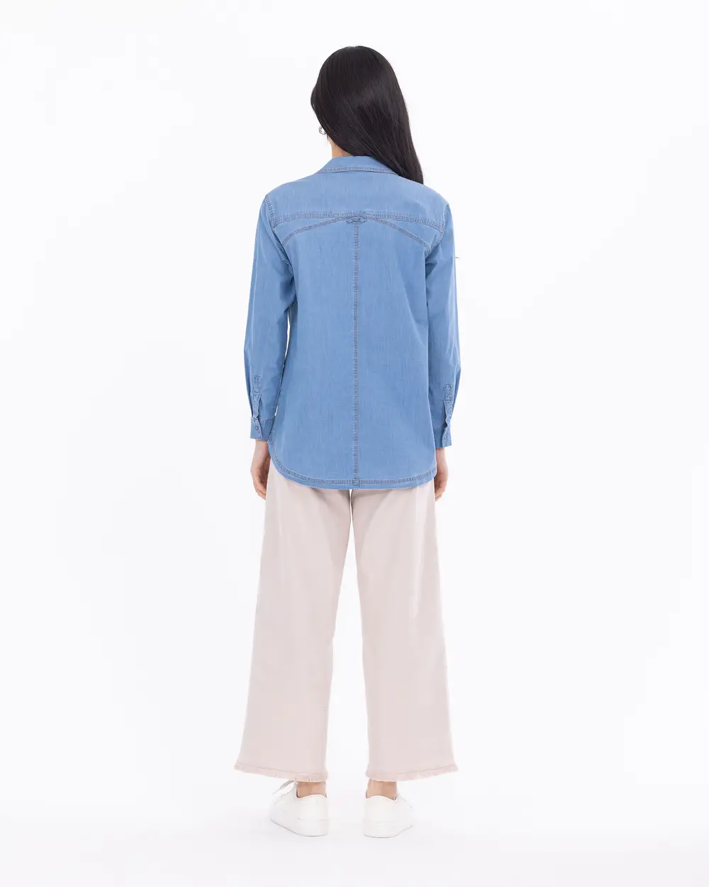 Embroidery Detailed Long Sleeve Denim Shirt