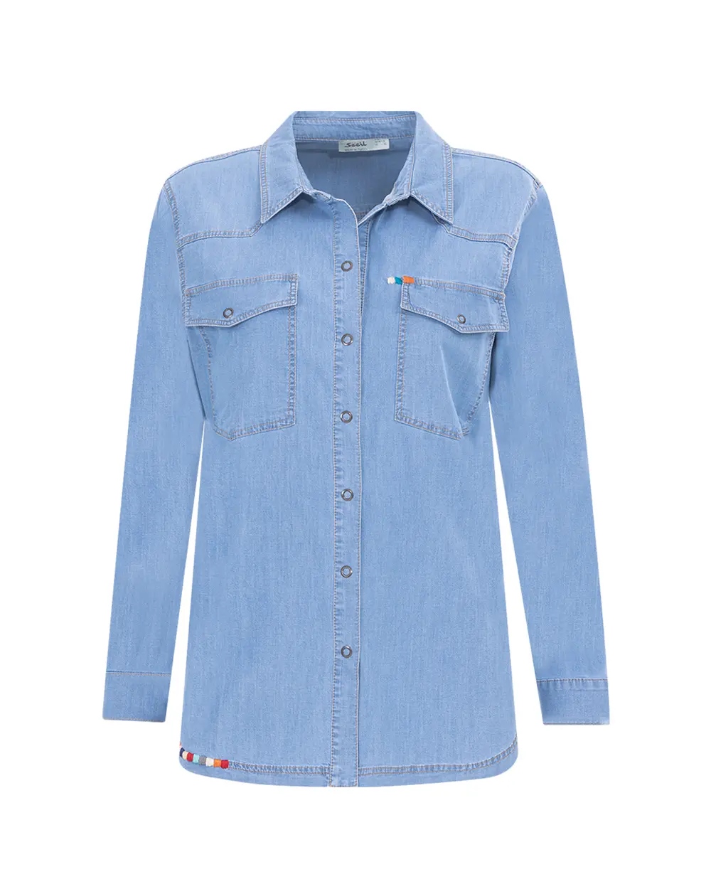 Embroidery Detailed Long Sleeve Denim Shirt