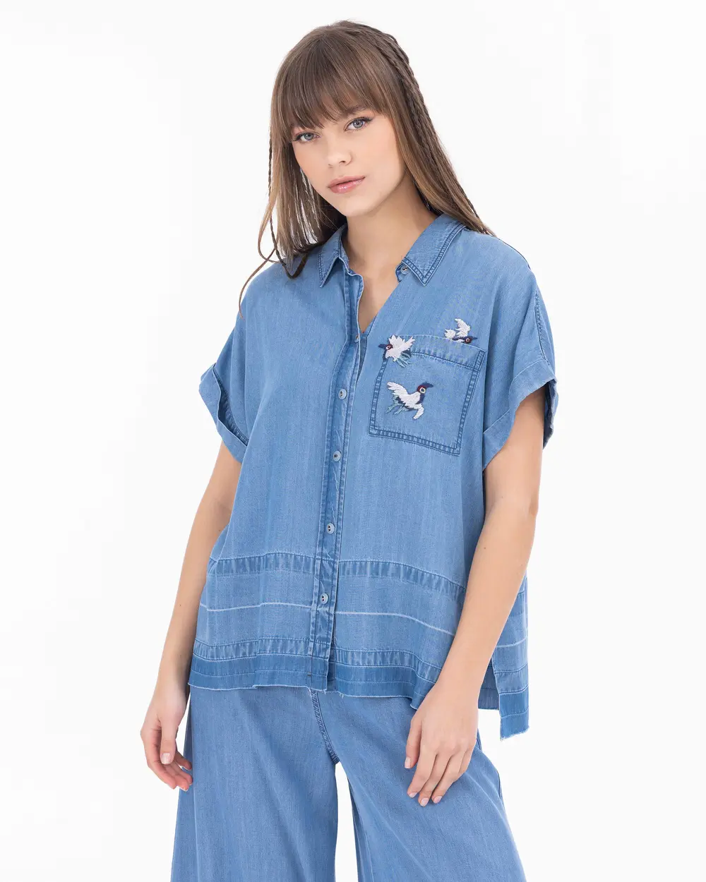 Embroidered Tencel Fabric Jean Shirt