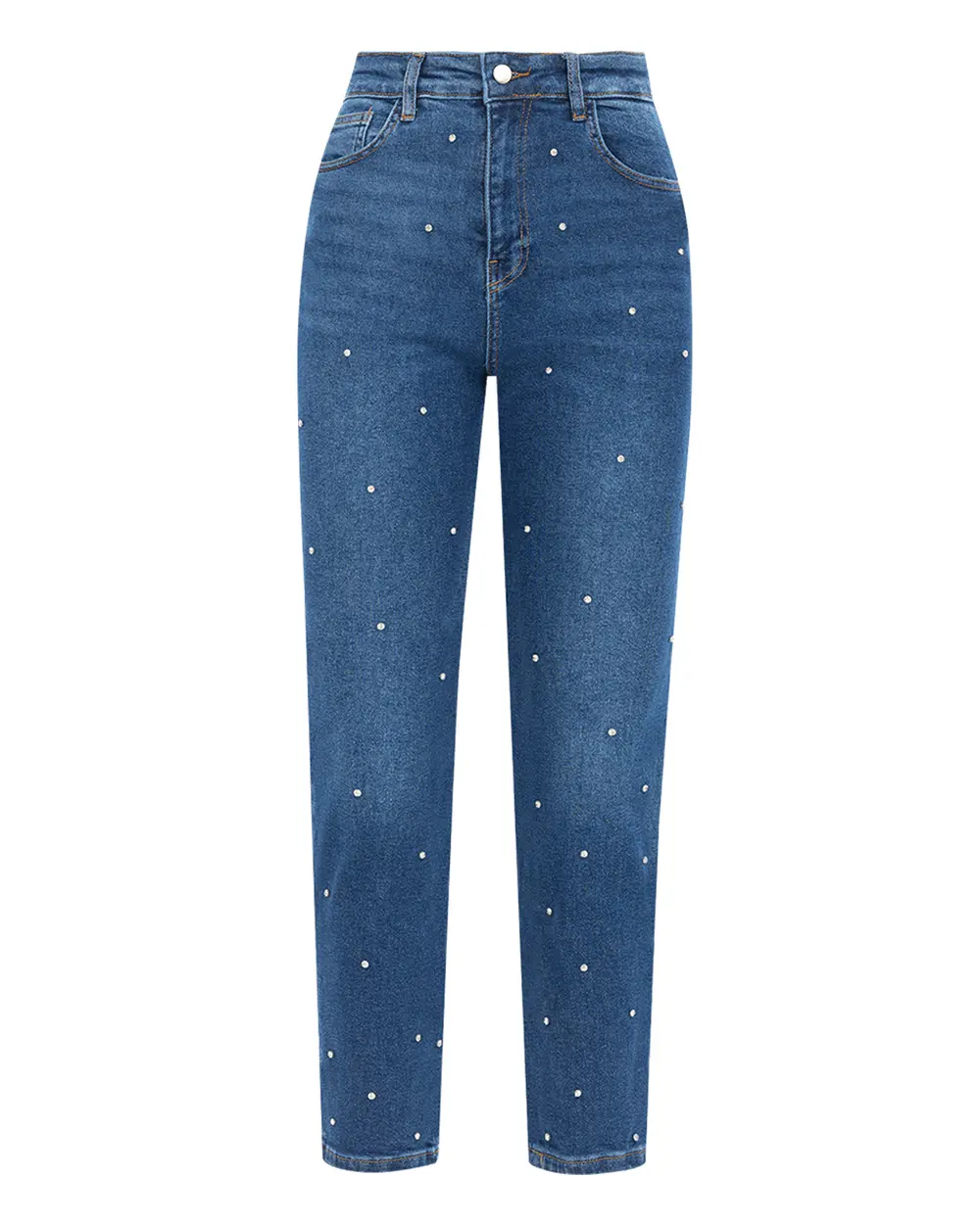 Stone Detailed Ankle Length Skinny Fit Jean Trousers